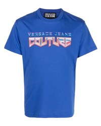 T-shirt girocollo stampata blu di VERSACE JEANS COUTURE