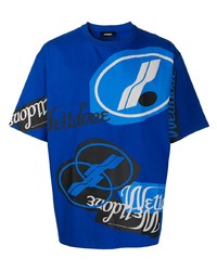T-shirt girocollo stampata blu di We11done
