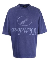 T-shirt girocollo stampata blu di We11done