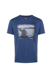 T-shirt girocollo stampata blu di Woolrich