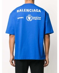 T-shirt girocollo stampata blu di Balenciaga