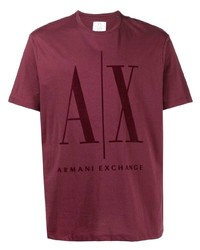 T-shirt girocollo stampata bordeaux di Armani Exchange