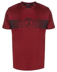 T-shirt girocollo stampata bordeaux di Automobili Lamborghini
