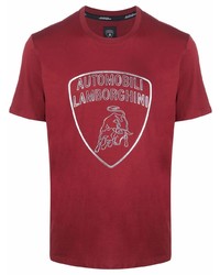 T-shirt girocollo stampata bordeaux di Automobili Lamborghini