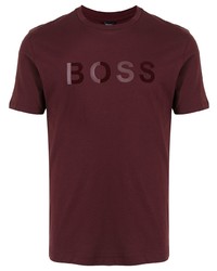 T-shirt girocollo stampata bordeaux di BOSS