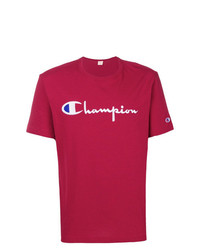 T-shirt girocollo stampata bordeaux di Champion