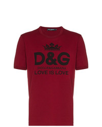 T-shirt girocollo stampata bordeaux di Dolce & Gabbana