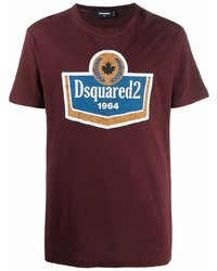 T-shirt girocollo stampata bordeaux di DSQUARED2