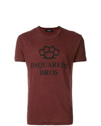 T-shirt girocollo stampata bordeaux di DSQUARED2