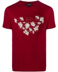 T-shirt girocollo stampata bordeaux di Emporio Armani