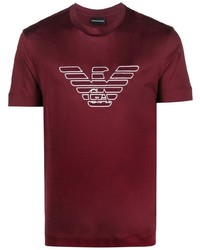 T-shirt girocollo stampata bordeaux di Emporio Armani