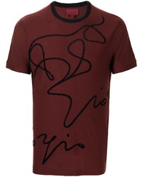 T-shirt girocollo stampata bordeaux di Giorgio Armani