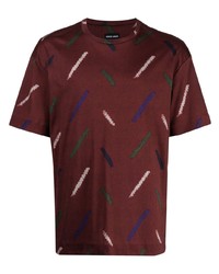 T-shirt girocollo stampata bordeaux di Giorgio Armani