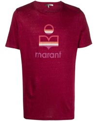 T-shirt girocollo stampata bordeaux di Isabel Marant
