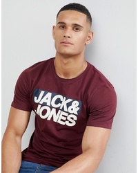 T-shirt girocollo stampata bordeaux di Jack & Jones