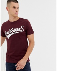T-shirt girocollo stampata bordeaux di Jack & Jones