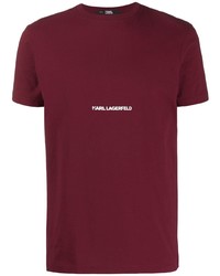 T-shirt girocollo stampata bordeaux di Karl Lagerfeld
