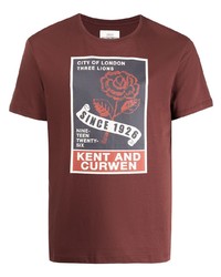 T-shirt girocollo stampata bordeaux di Kent & Curwen