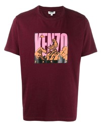 T-shirt girocollo stampata bordeaux di Kenzo
