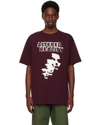 T-shirt girocollo stampata bordeaux di Raf Simons