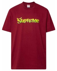 T-shirt girocollo stampata bordeaux di Supreme