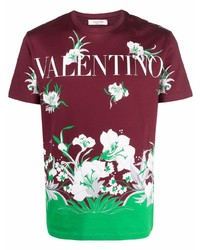 T-shirt girocollo stampata bordeaux di Valentino