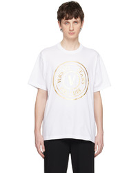 T-shirt girocollo stampata dorata di VERSACE JEANS COUTURE