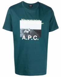 T-shirt girocollo stampata foglia di tè di A.P.C.