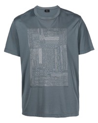 T-shirt girocollo stampata foglia di tè di Brioni