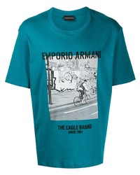 T-shirt girocollo stampata foglia di tè di Emporio Armani