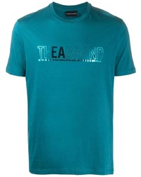 T-shirt girocollo stampata foglia di tè di Emporio Armani
