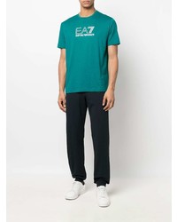 T-shirt girocollo stampata foglia di tè di Ea7 Emporio Armani