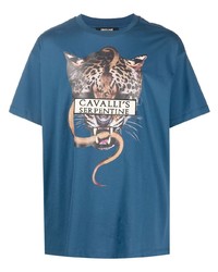 T-shirt girocollo stampata foglia di tè di Roberto Cavalli