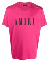 T-shirt girocollo stampata fucsia di Amiri