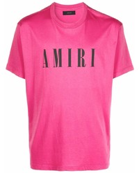 T-shirt girocollo stampata fucsia di Amiri