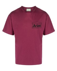T-shirt girocollo stampata fucsia di Aries