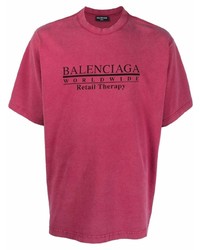 T-shirt girocollo stampata fucsia di Balenciaga