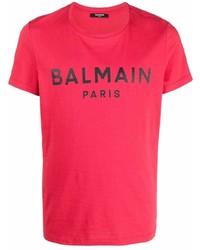 T-shirt girocollo stampata fucsia di Balmain