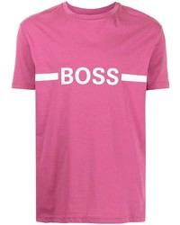 T-shirt girocollo stampata fucsia di BOSS