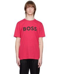 T-shirt girocollo stampata fucsia di BOSS