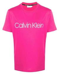 T-shirt girocollo stampata fucsia di Calvin Klein