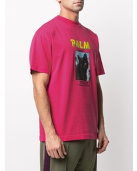 T-shirt girocollo stampata fucsia di Palm Angels