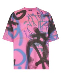 T-shirt girocollo stampata fucsia di Dolce & Gabbana