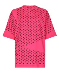 T-shirt girocollo stampata fucsia di Dolce & Gabbana