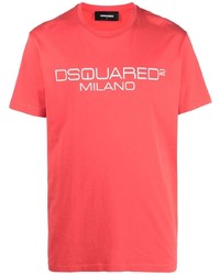 T-shirt girocollo stampata fucsia di DSQUARED2