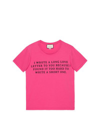 T-shirt girocollo stampata fucsia di Gucci