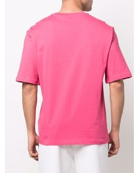 T-shirt girocollo stampata fucsia di Moschino