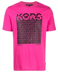 T-shirt girocollo stampata fucsia di Michael Kors
