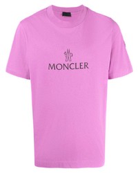 T-shirt girocollo stampata fucsia di Moncler
