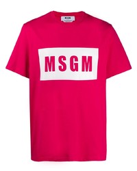 T-shirt girocollo stampata fucsia di MSGM